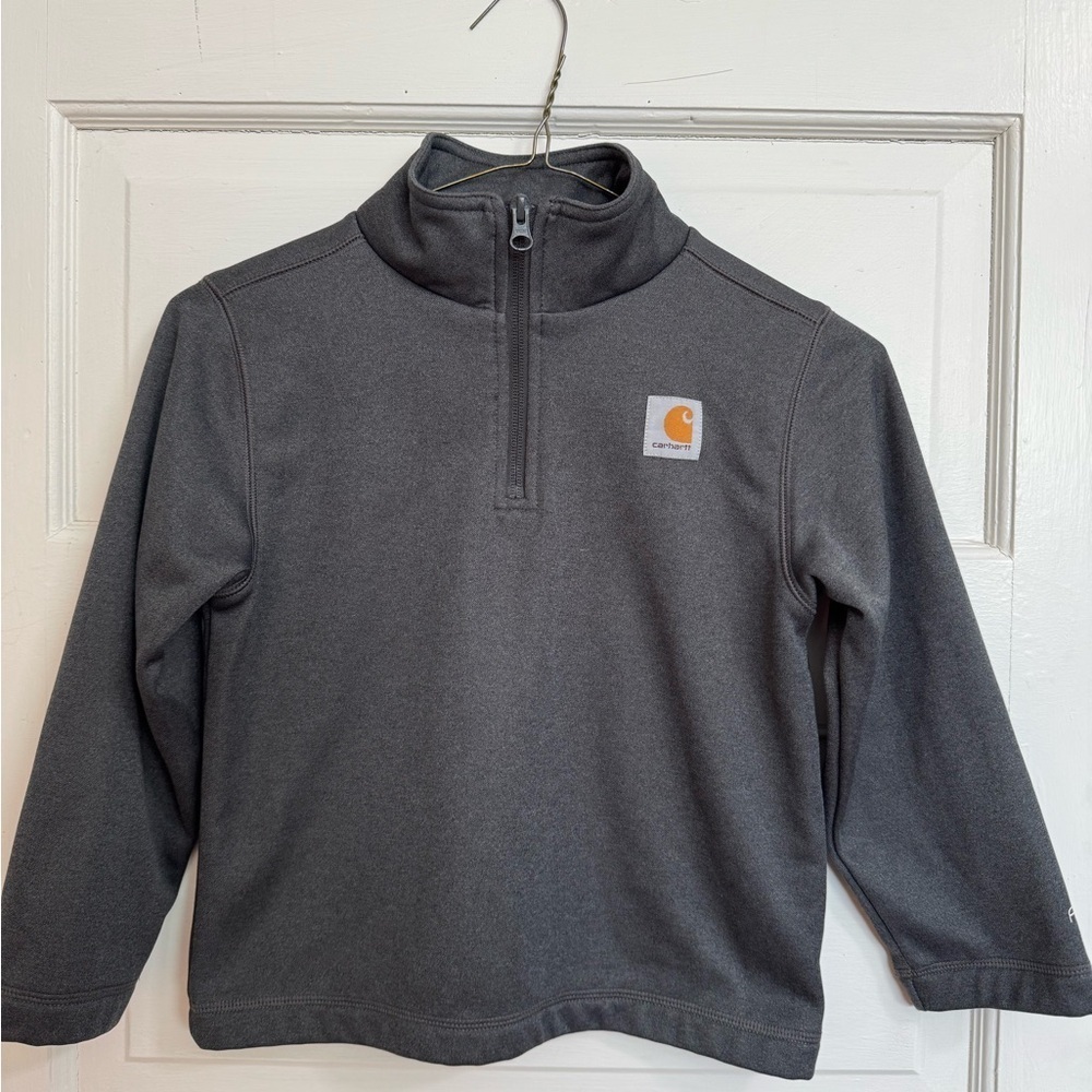 Carhartt Gray Quarter-Zip Sweatshirt with Mock Neck